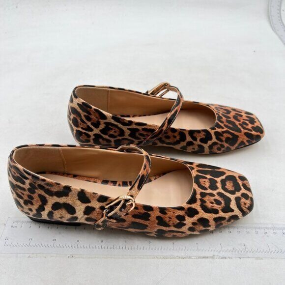 Milooey Leopard Closed Square Toe Mary Jane Chunky Low Heels Buckled Shoes - Picture 4 of 8